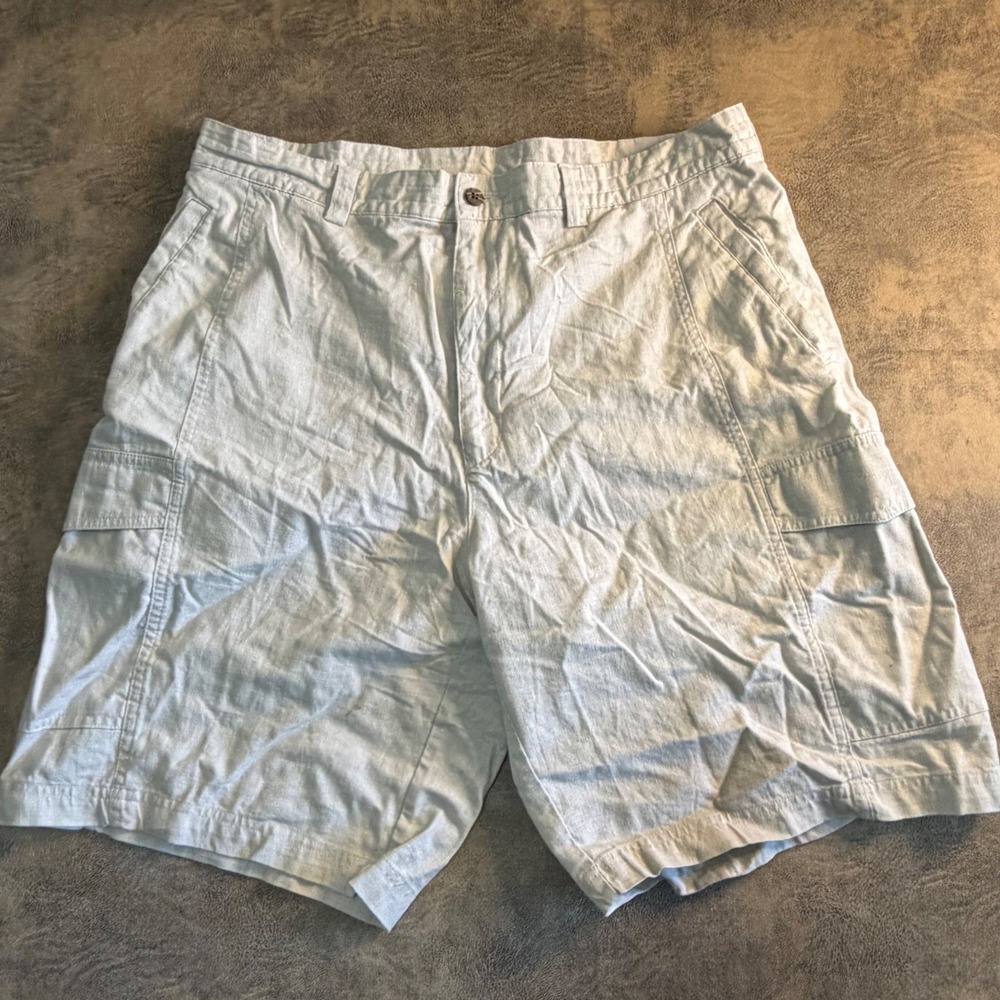 Cubavera Cargo Shorts Mens 36 Beige Linen Cotton Blend CCSB0010‎